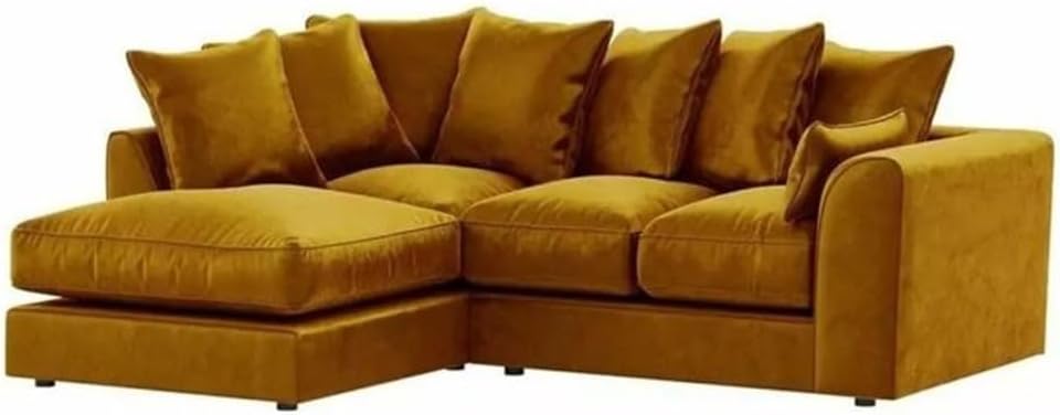 Dylan Plush Velvet L Shape 4 Seater Corner Sofa (Mustard)