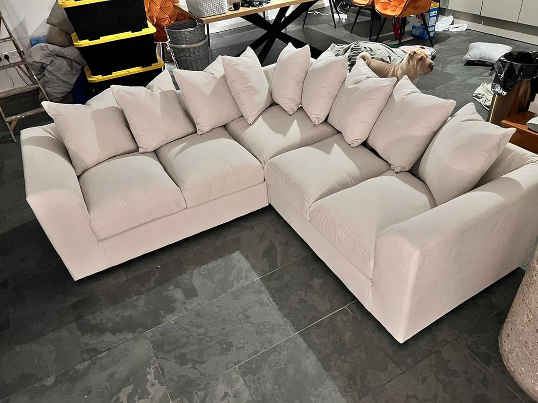 Dylan dual arm 5 seater 2c2 Alaska Corner Sofa+Footstool (Cream)