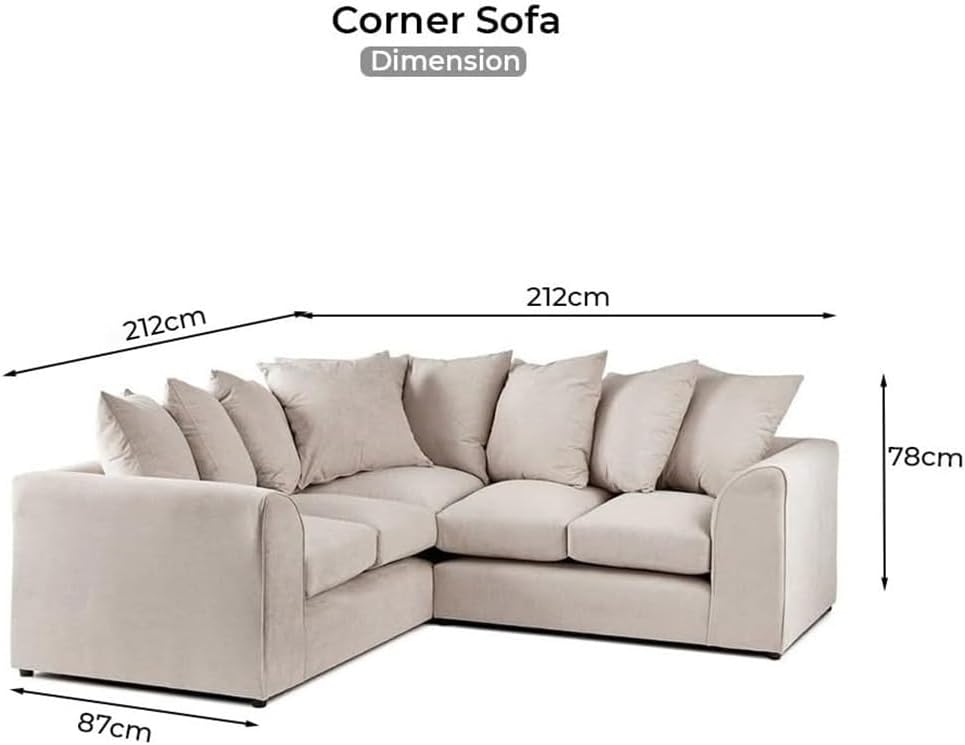Dylan dual arm 5 seater 2c2 Alaska Corner Sofa+Footstool (Cream)