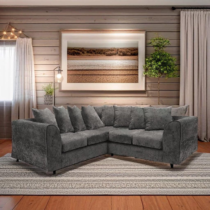 Dylan dual arm 5 seater 2c2 Alaska Corner Sofa+Footstool (Dark Grey)