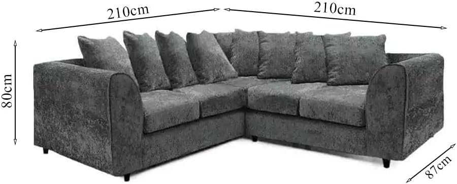 Dylan dual arm 5 seater 2c2 Alaska Corner Sofa+Footstool (Dark Grey)