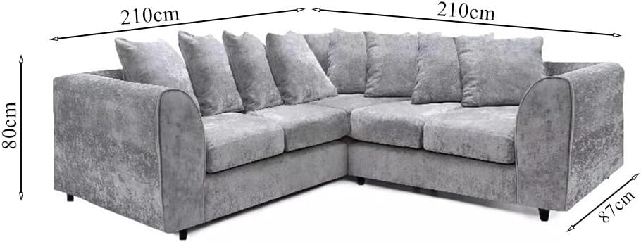 Dylan dual arm 5 seater 2c2 Alaska Corner Sofa (Light Grey, Dark Grey)