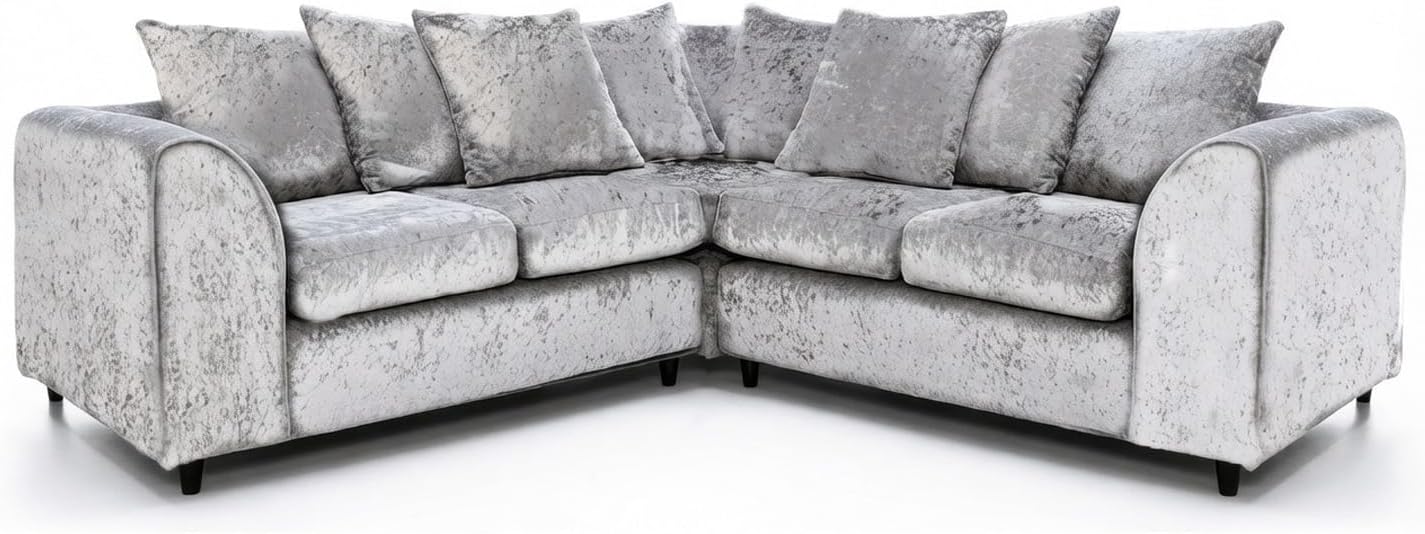 Dylan dual arm 5 seater 2c2 Crush Velvet Corner Sofa