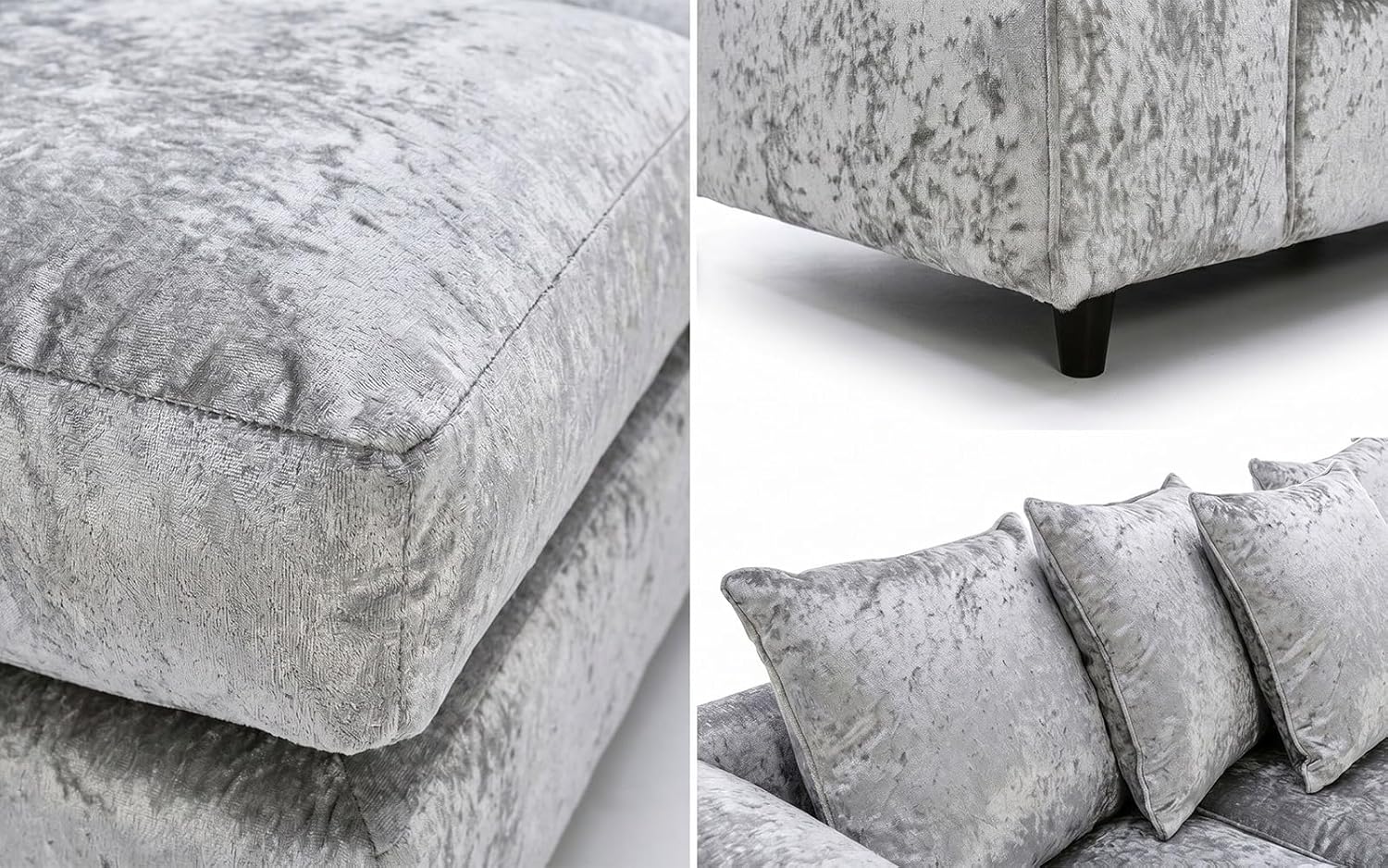 Dylan dual arm 5 seater 2c2 Crush Velvet Corner Sofa