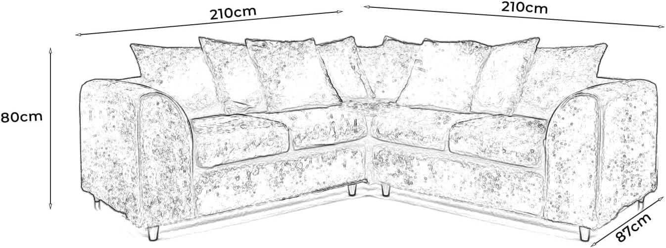 Dylan dual arm 5 seater 2c2 Crush Velvet Corner Sofa