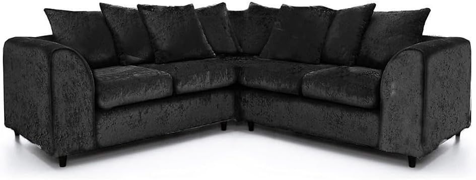 Dylan dual arm 5 seater 2c2 Crush Velvet Corner Sofa