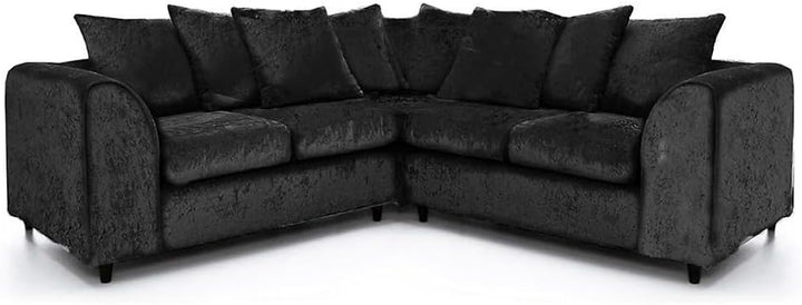 Dylan dual arm 5 seater 2c2 Crush Velvet Corner Sofa