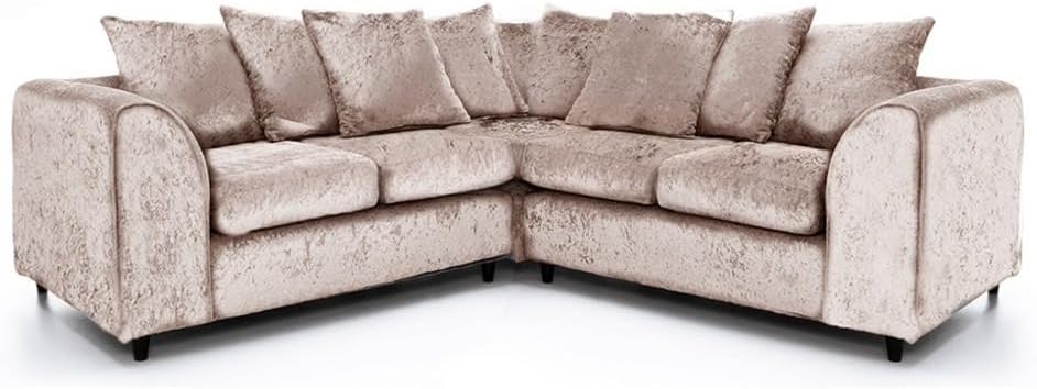 Dylan dual arm 5 seater 2c2 Crush Velvet Corner Sofa