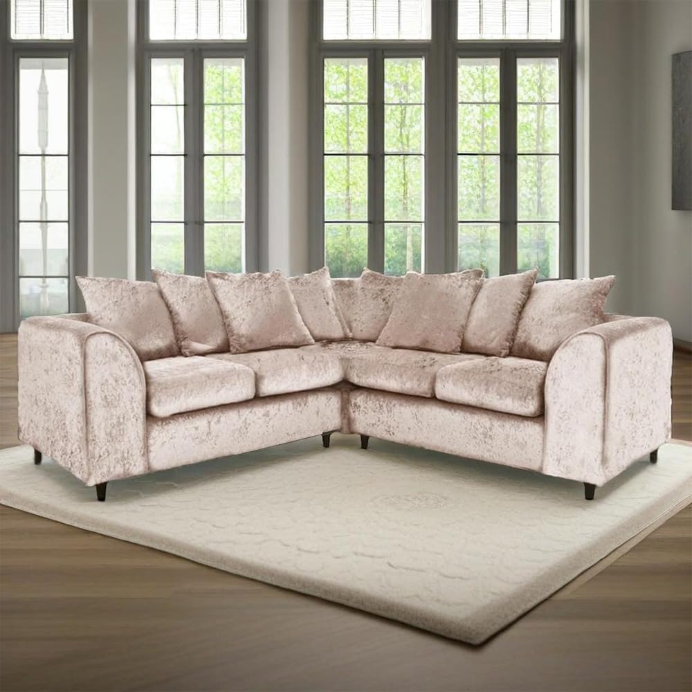 Dylan dual arm 5 seater 2c2 Crush Velvet Corner Sofa