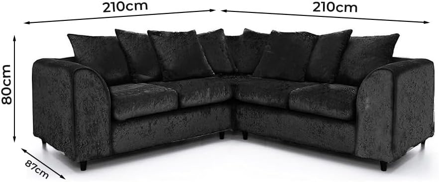 Dylan dual arm 5 seater 2c2 Crush Velvet Corner Sofa