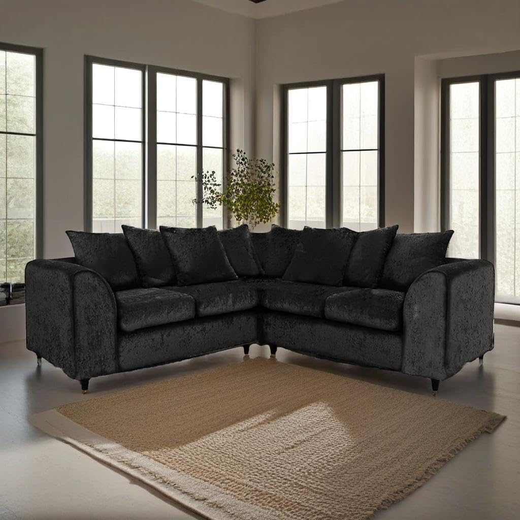 Dylan dual arm 5 seater 2c2 Crush Velvet Corner Sofa