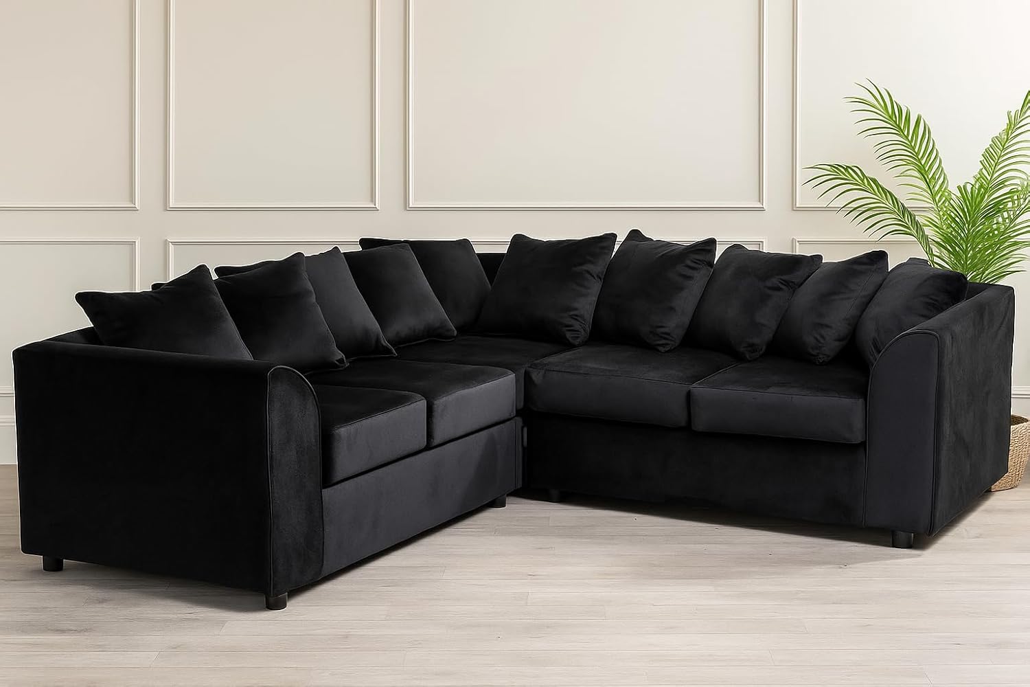 Dylan dual arm 5 seater 2c2 Plush Velvet Scatter Back Corner Sofa