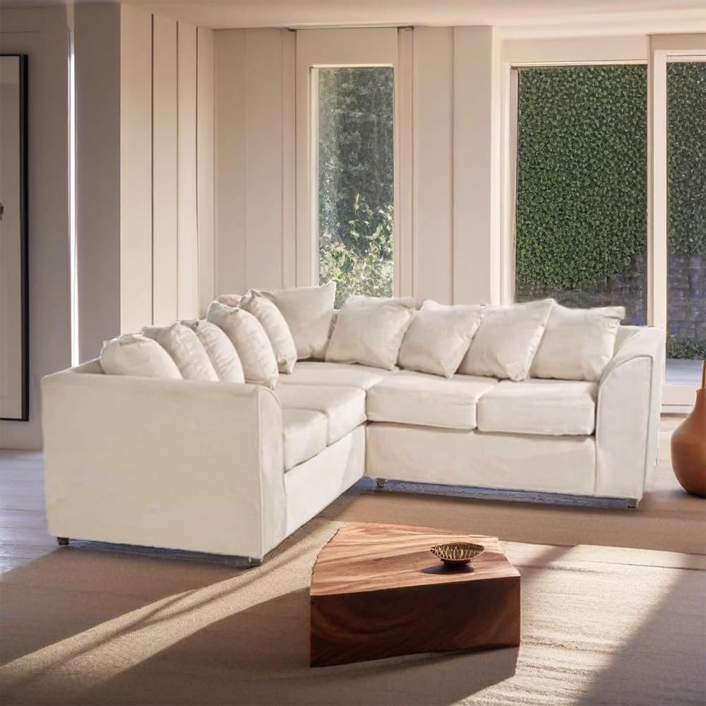 Dylan dual arm 5 seater 2c2 Plush Velvet Scatter Back Corner Sofa