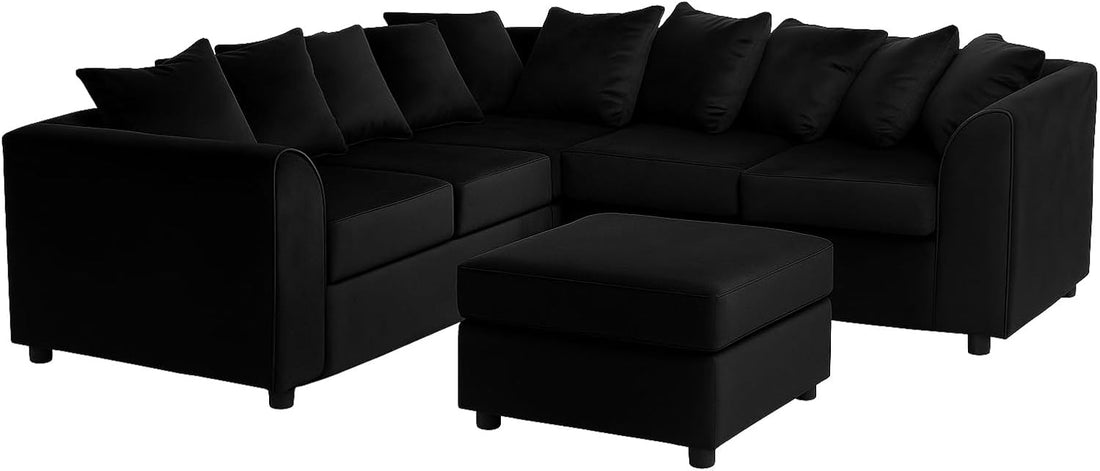 Dylan dual arm 5 seater 2c2 Plush Velvet Scatter Back Corner Sofa