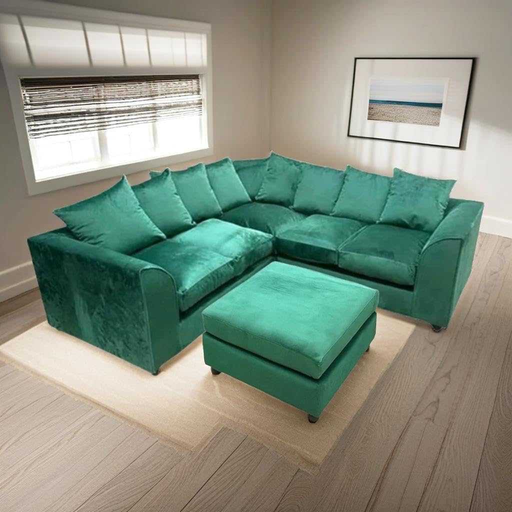 Dylan dual arm 5 seater 2c2 Plush Velvet Scatter Back Corner Sofa