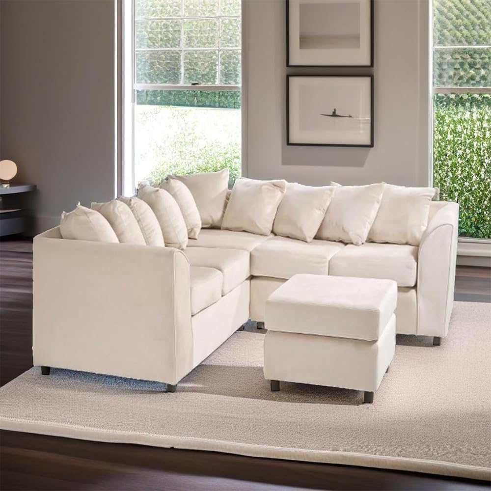 Dylan dual arm 5 seater 2c2 Plush Velvet Scatter Back Corner Sofa