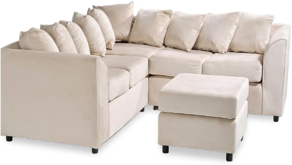 Dylan dual arm 5 seater 2c2 Plush Velvet Scatter Back Corner Sofa