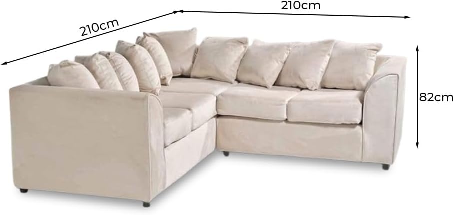 Dylan dual arm 5 seater 2c2 Plush Velvet Scatter Back Corner Sofa