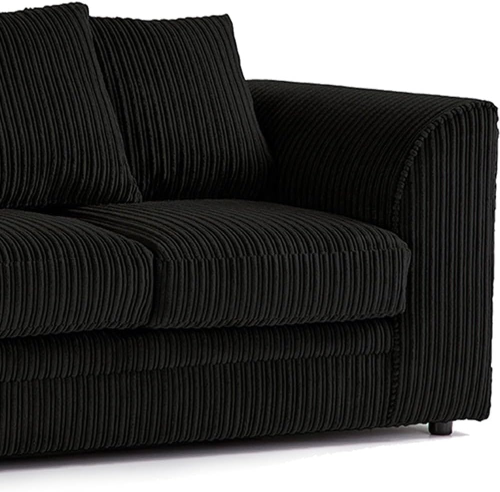 Dylan dual arm Jumbo Cord 5 seater 2c2 Corner Sofa (Black)