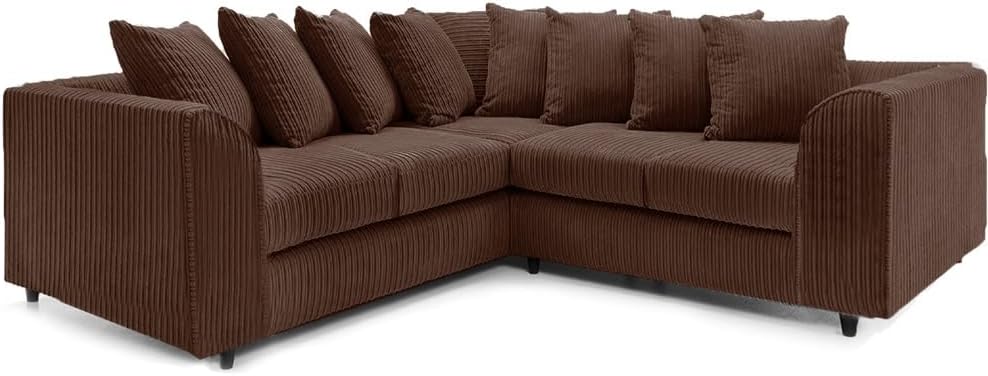 Dylan dual arm Jumbo Cord 5 seater 2c2 Corner Sofa (Chocolate Brown)