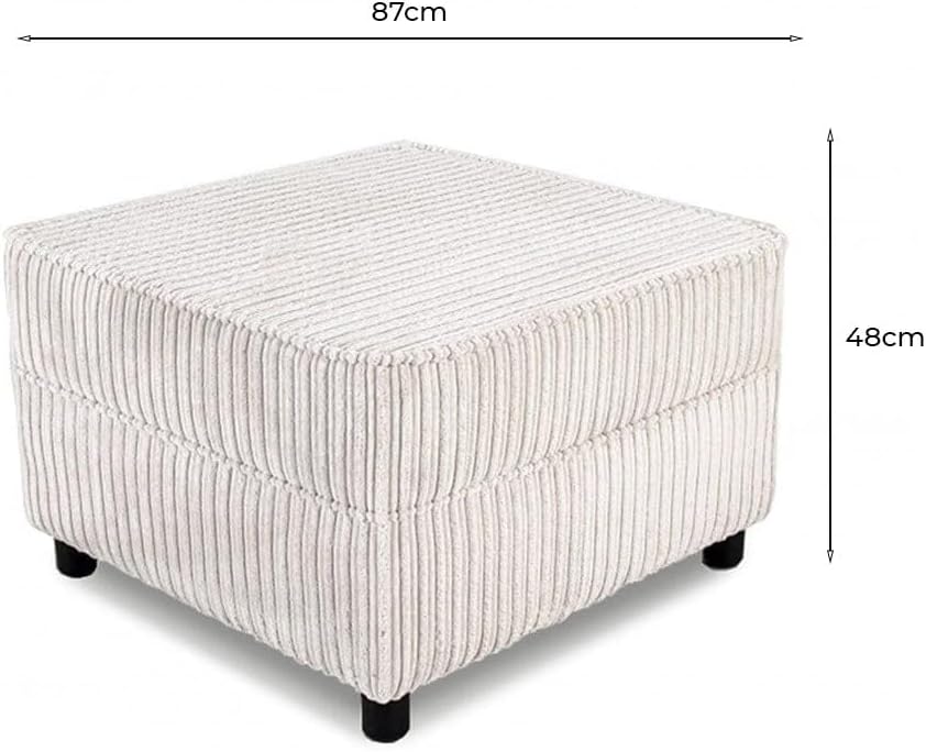 Dylan dual arm Jumbo Cord 5 seater 2c2 Corner Sofa (Cream)