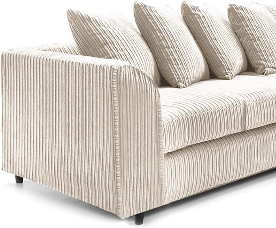 Dylan dual arm Jumbo Cord 5 seater 2c2 Corner Sofa (Cream)