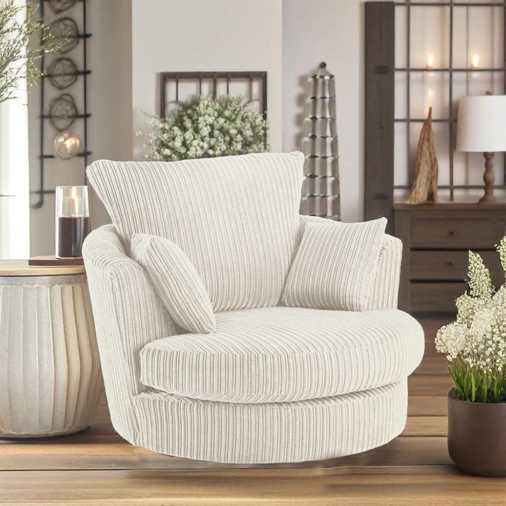 Dylan dual arm Jumbo Cord 5 seater 2c2 Corner Sofa (Cream)