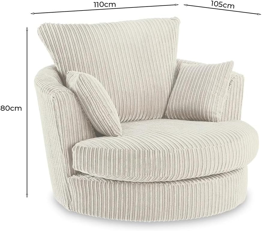 Dylan dual arm Jumbo Cord 5 seater 2c2 Corner Sofa (Cream)