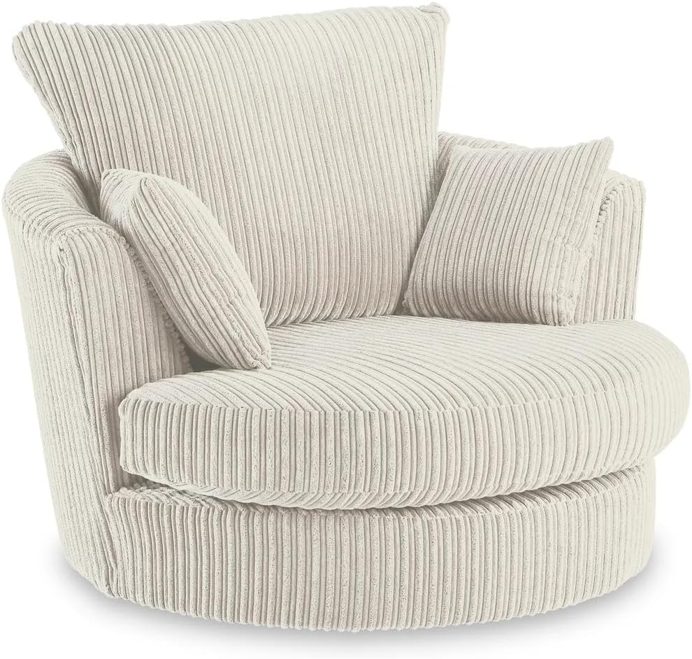 Dylan dual arm Jumbo Cord 5 seater 2c2 Corner Sofa (Cream)