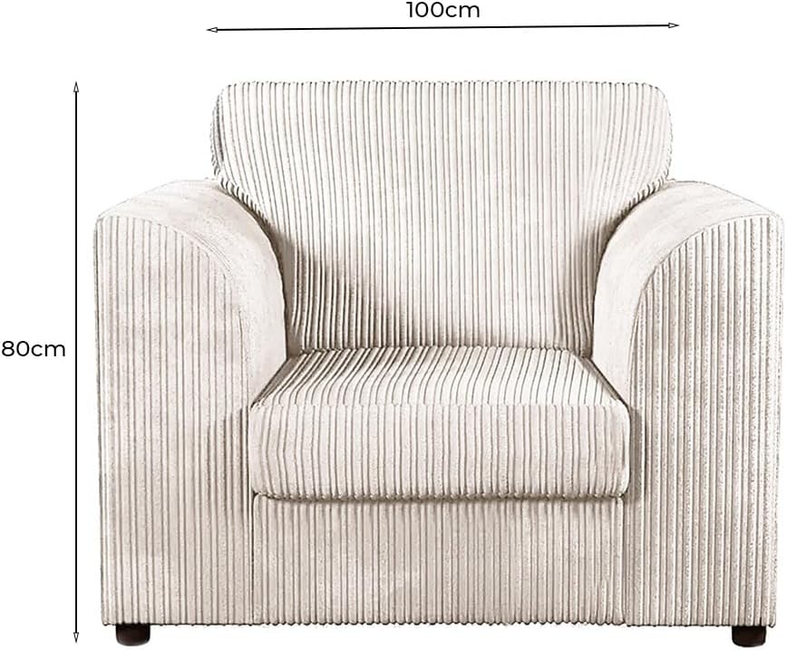 Dylan dual arm Jumbo Cord 5 seater 2c2 Corner Sofa (Cream)