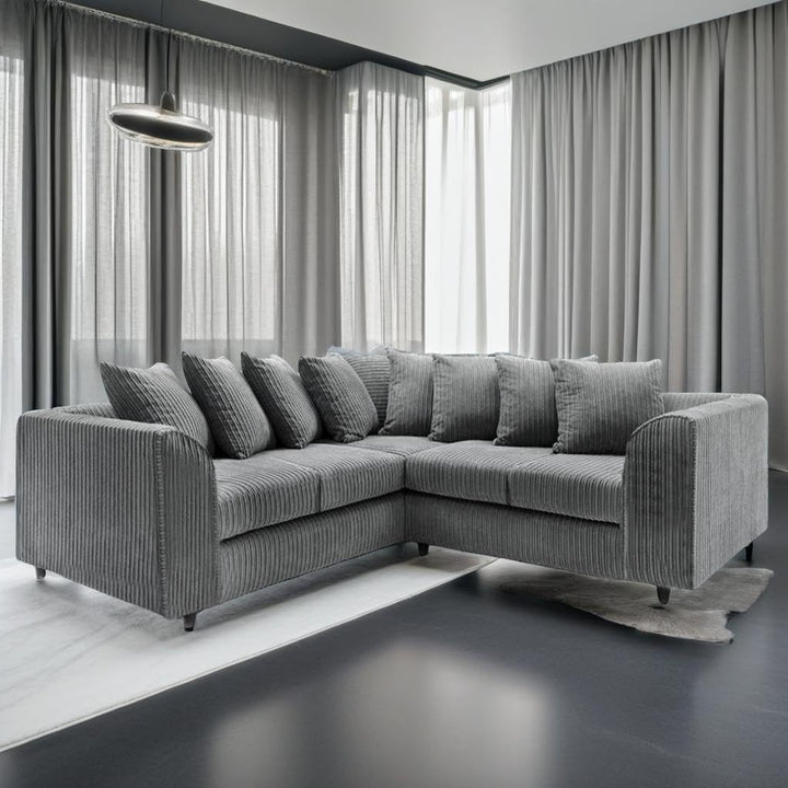 Dylan dual arm Jumbo Cord 5 seater 2c2 Corner Sofa (Grey)