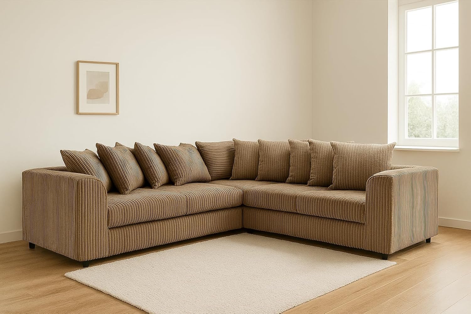 Dylan dual arm Jumbo Cord 5 seater 2c2 Corner Sofa (Mink)