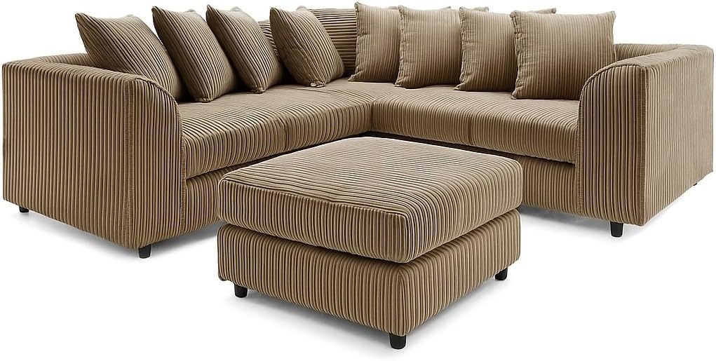 Dylan dual arm Jumbo Cord 5 seater 2c2 Corner Sofa (Mink)
