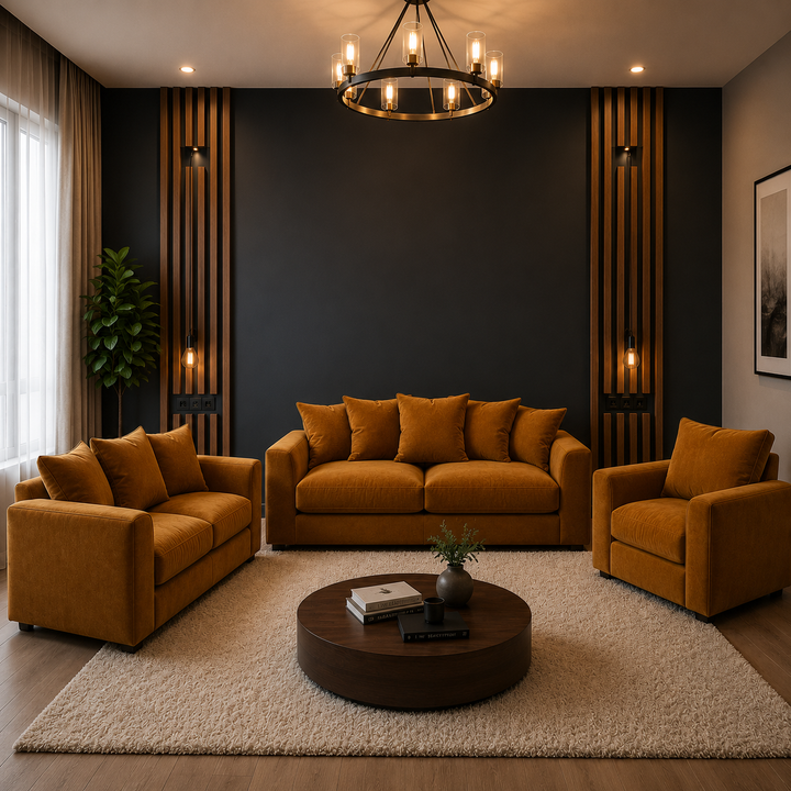 Dylan Plush Velvet 3+2+1 Seater Sofa Set