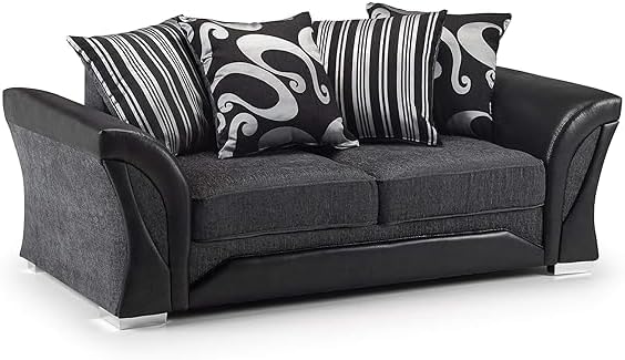 Shannon Chenille 3+2 Seater Sofa Set (Grey & Black)