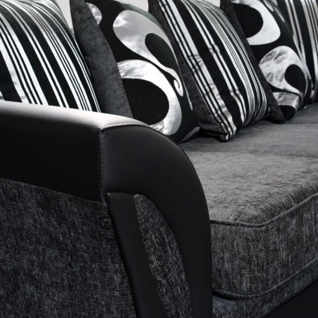 Shannon Chenille 3+2 Seater Sofa Set (Grey & Black)