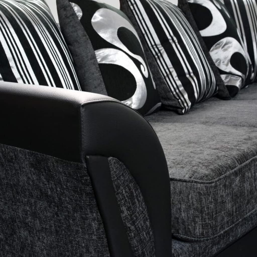 Shannon Dual Arm 5 Seater 2c2 Corner Sofa (Black & Grey)
