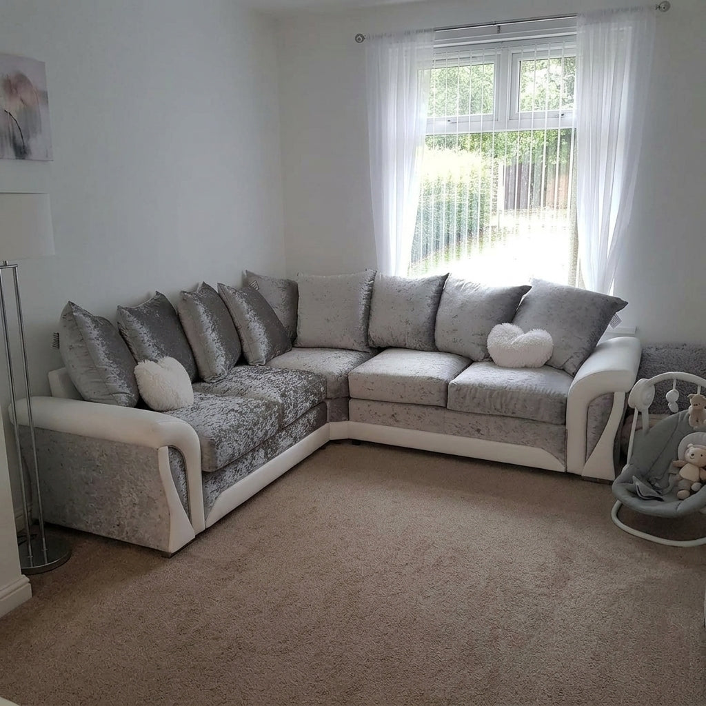Shannon crush velvet dual arm corner sofa