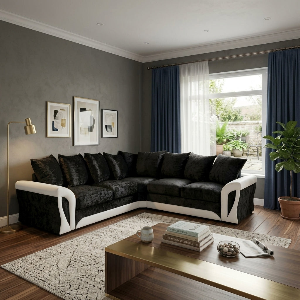 Shannon crush velvet dual arm corner sofa