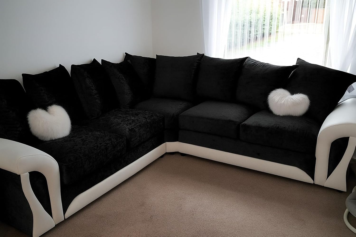Shannon crush velvet dual arm corner sofa