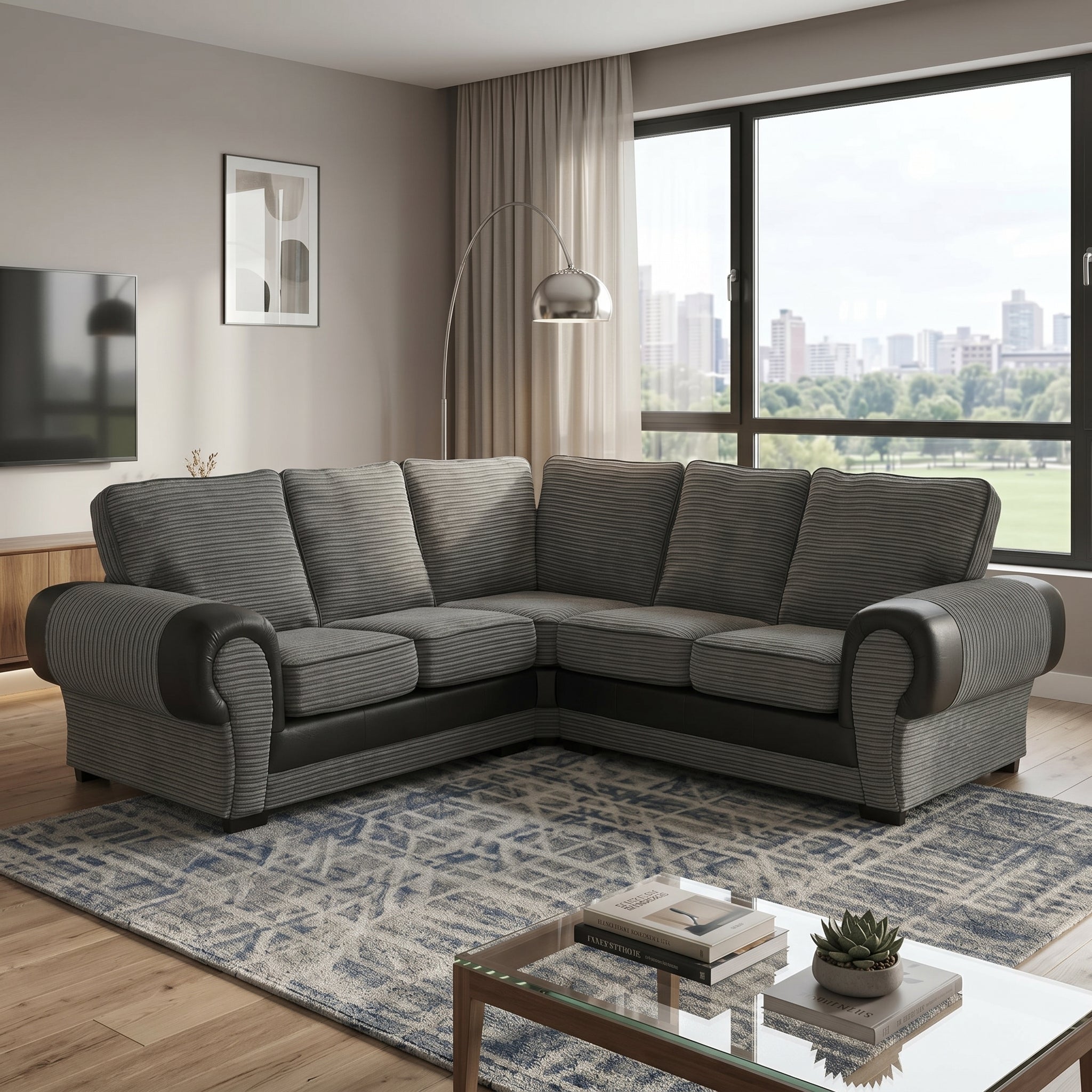 Tango Jumbo Cord 2C2 Corner Sofa 5 Seater High Back Suite