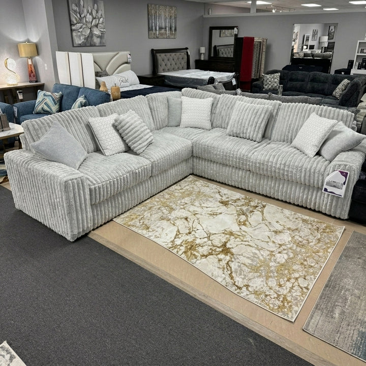 Straighr Arm Thick Cord 2c2 5 Seater Sofa with Footstool