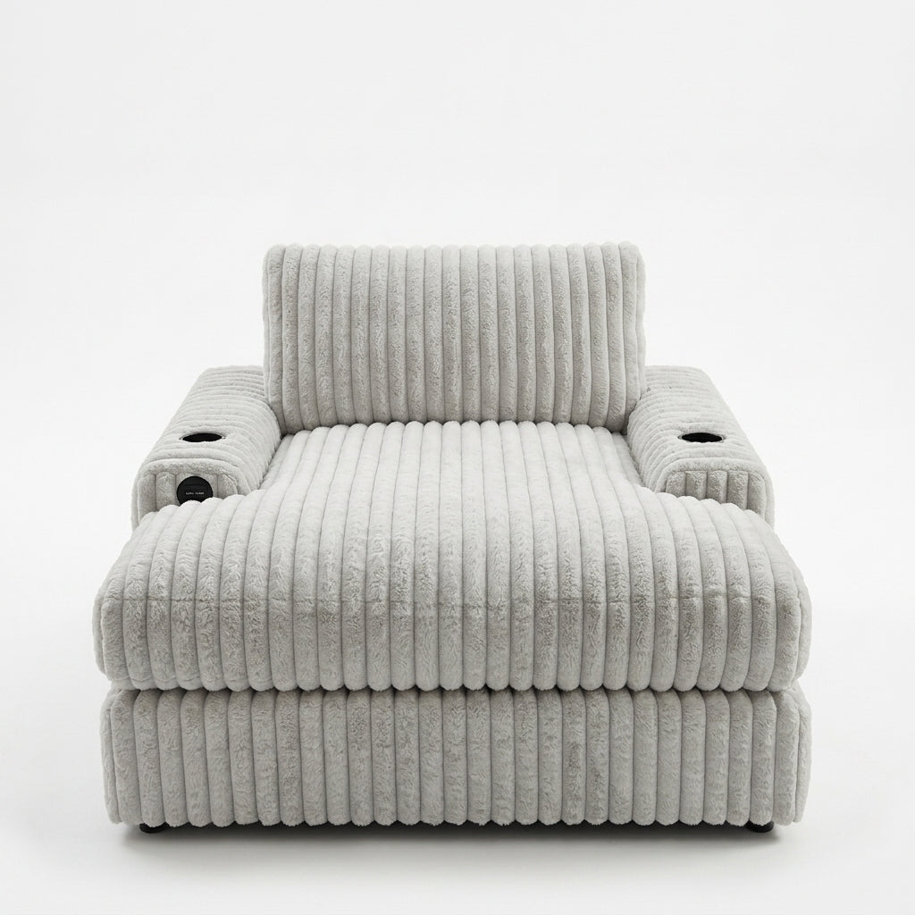 Straighr Arm Thick Cord 2c2 5 Seater Sofa with Footstool