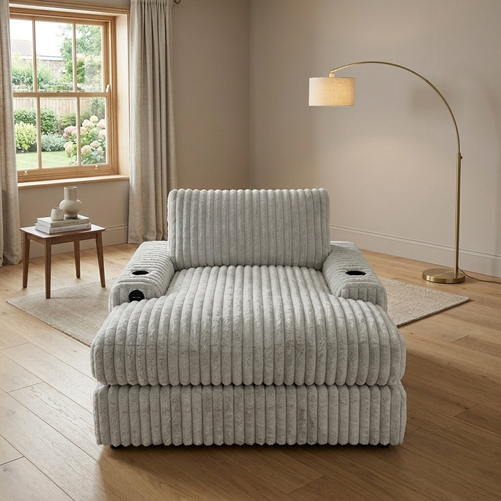 Straighr Arm Thick Cord 2c2 5 Seater Sofa with Footstool