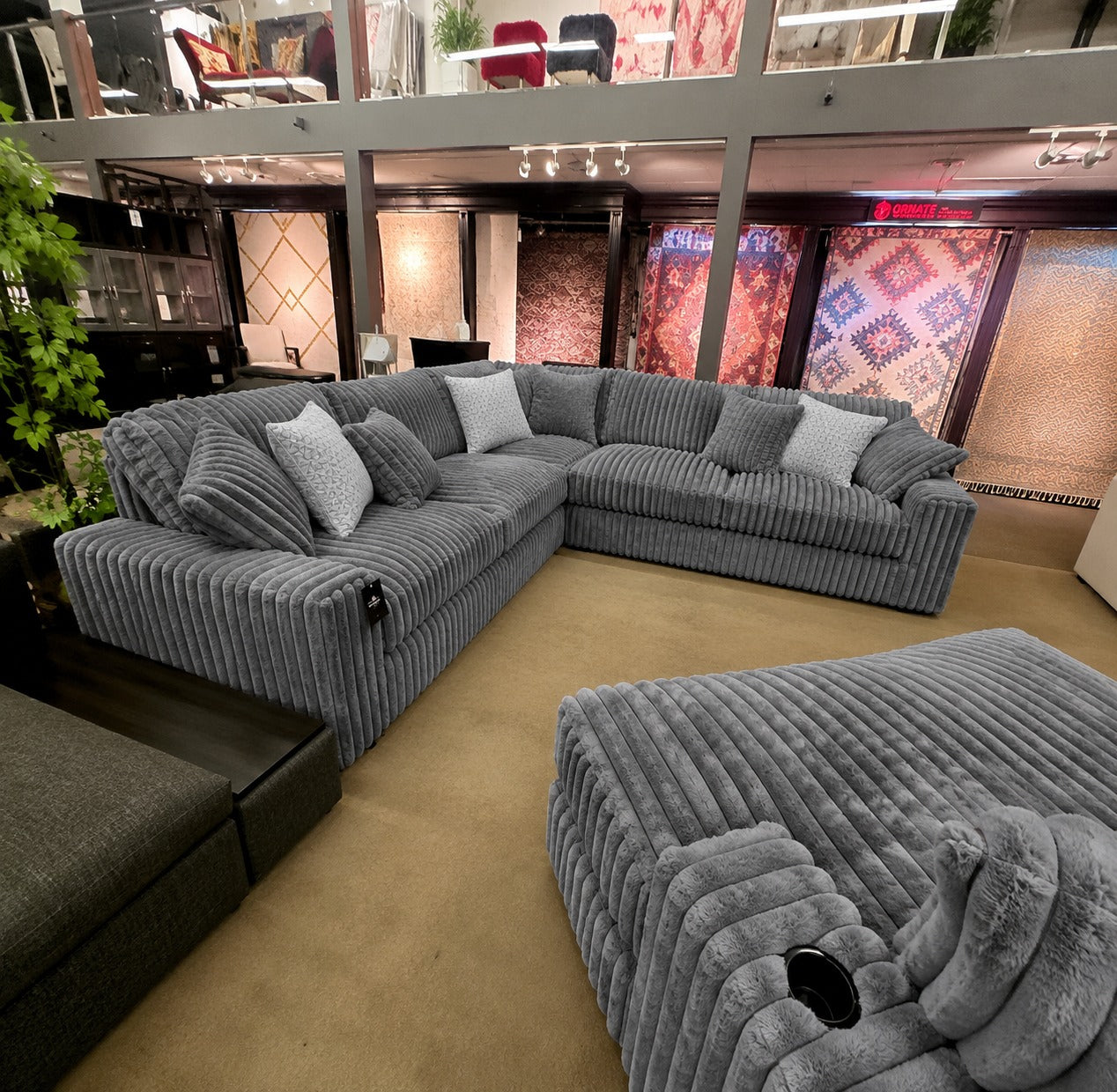 Straight Arm 2c2 Thick Cord 5 Seater Sofa
