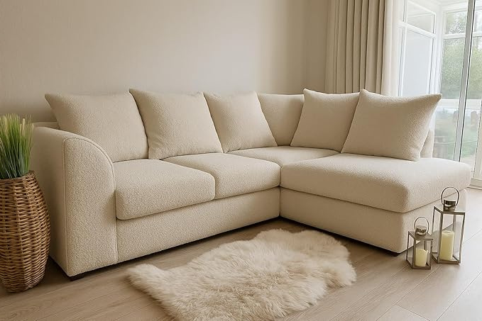 Dylan L shape 4 seater teddy Boucle Corner