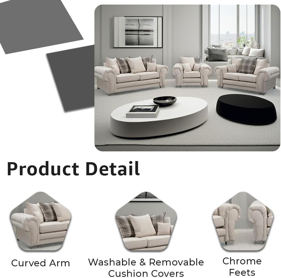 Verona Kensington 3+2+1 Seater / Corner Sofa (Cream)