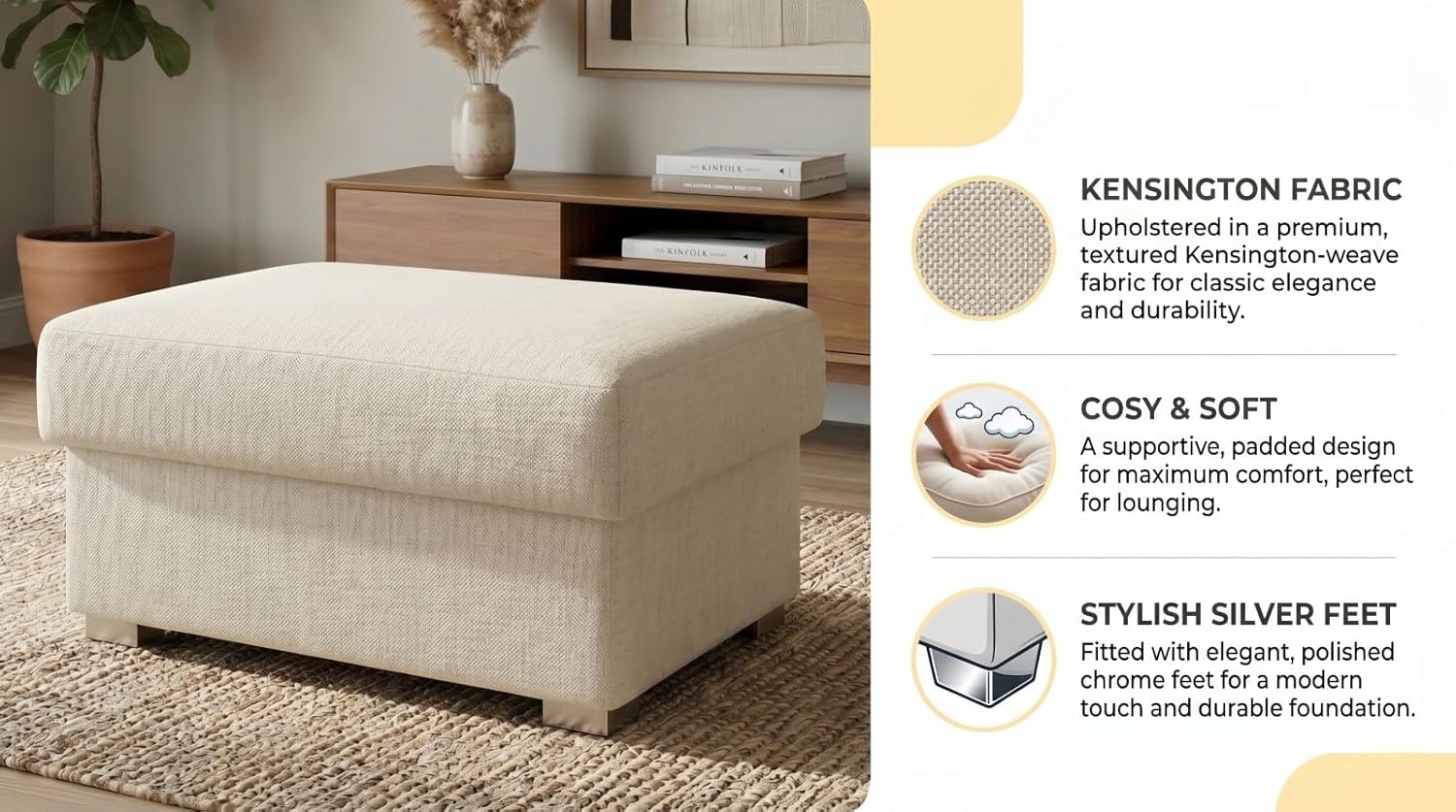 Verona Kensington 3+2+1 Seater / Corner Sofa (Cream)