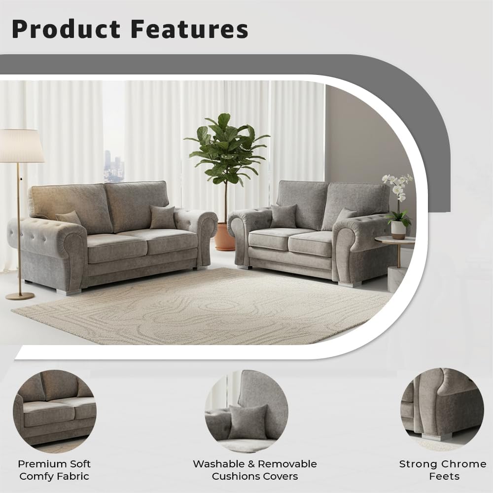 Verona Kensington 3+2 Seater High Back Sofa (Grey)