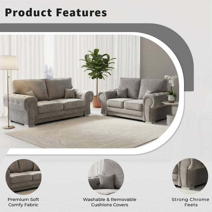 Verona Kensington 3+2 Seater High Back Sofa (Grey)